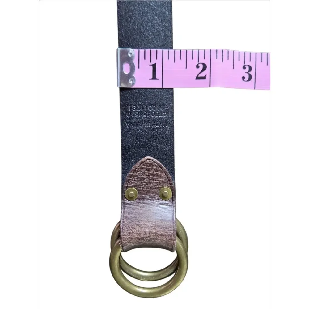 Polo Ralph Lauren Leather Belt M Double O Ring Brass Buckle Equestrian Classic